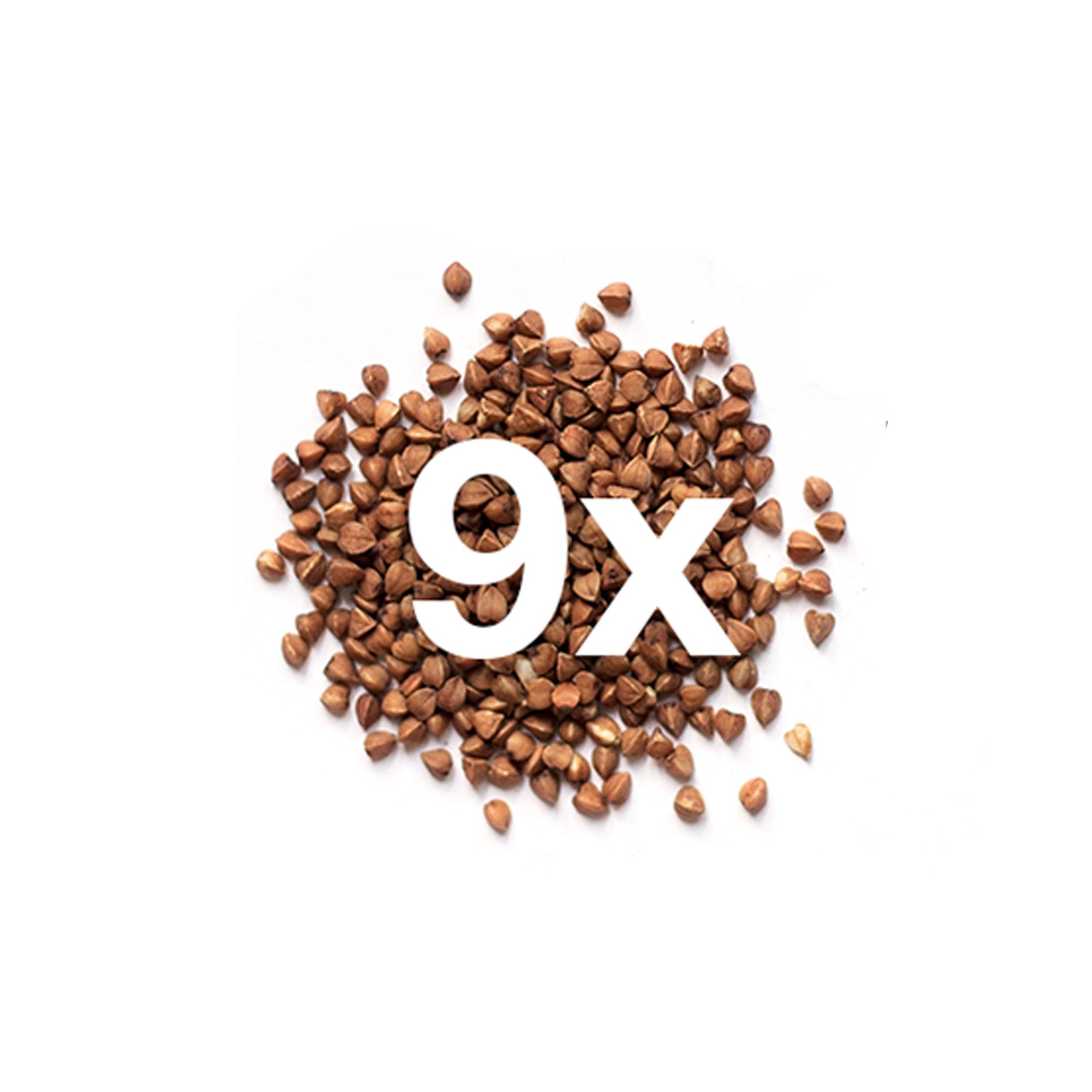 buckwheat with "9x" written in bold