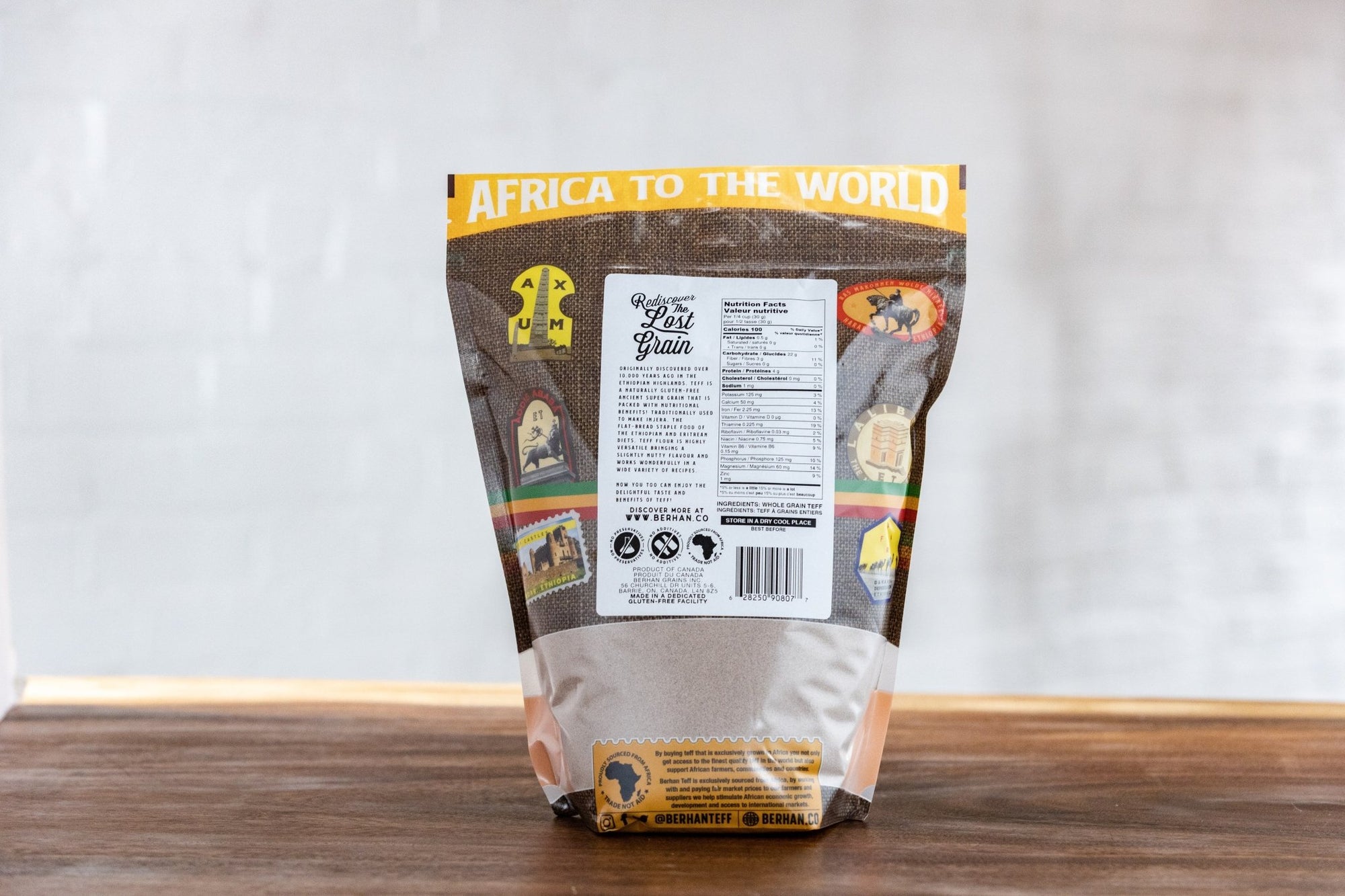 1 lb Brown Teff Flour | Naturally Gluten-Free | Whole Grain | Fibre Rich | Iron Rich | High Protein - Berhan Teff